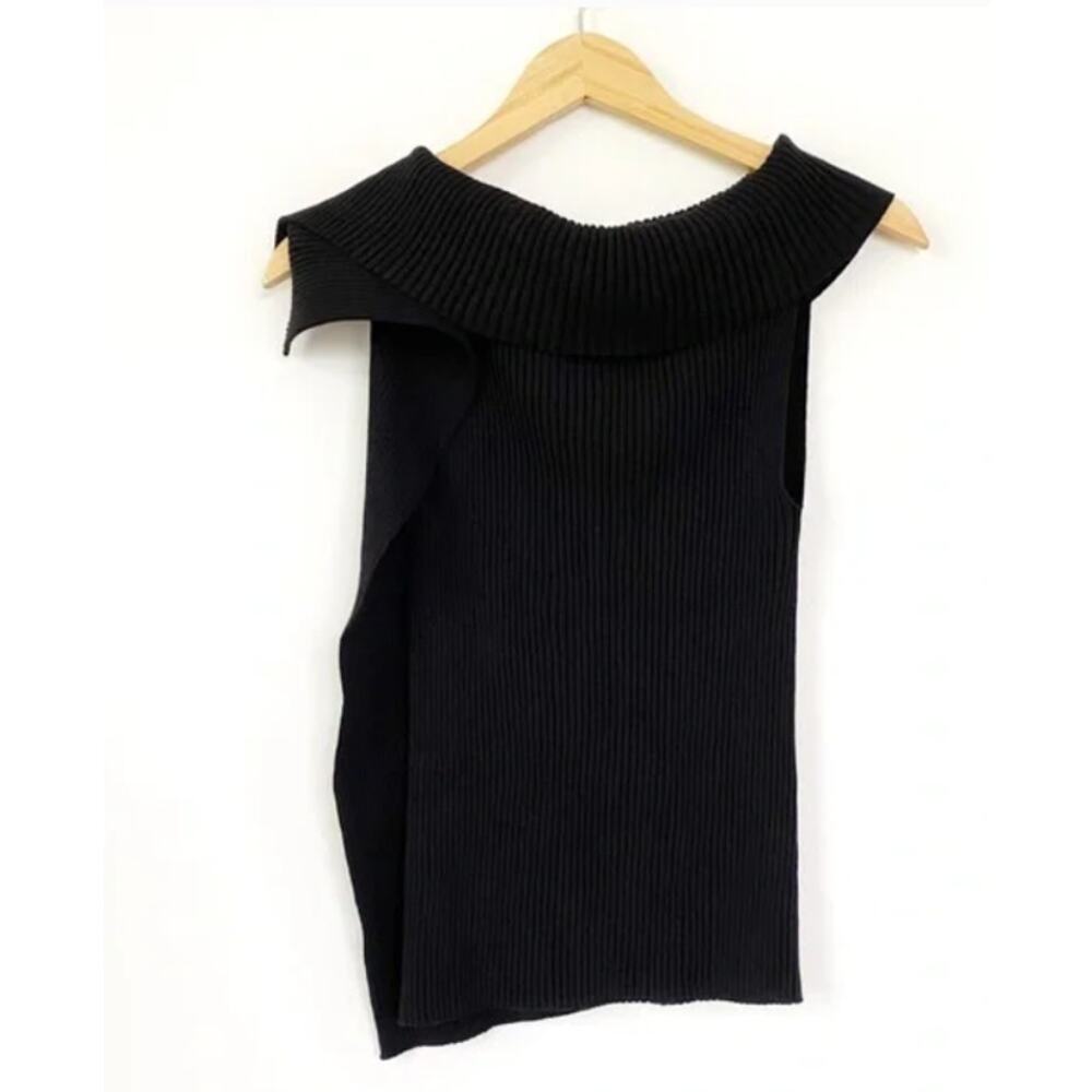 Max Mara Weekend Ribbed Knit Wrap Vest Black Large